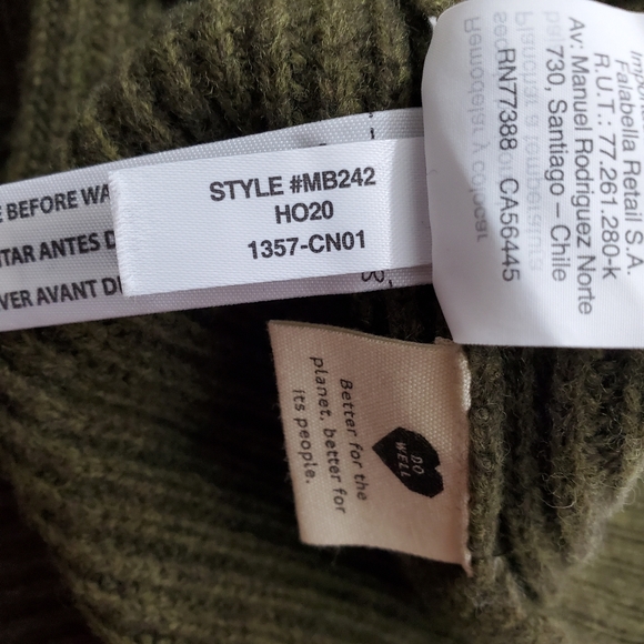 Madewell Womens Henley Sweater Dress Merino Wool Blend Olive Green Brown Size XS - Picture 10 of 10